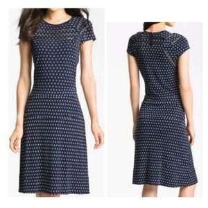 Tory Burch Midi Summer Dress Navy Blue Cap Sleeve Rayon Jersey size S